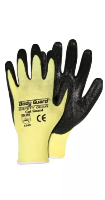 BodyGuard Safety Gear  made with Kevlar Cut Resistant Nitrile Gloves XL 5 pair