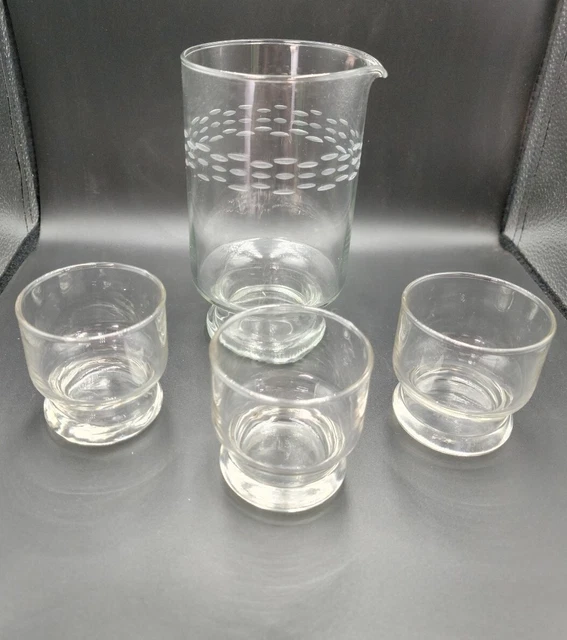 VINTAGE PRINCESS HOUSE Juice/Cocktail Pitcher w/ 3 Cocktail Glasses 27