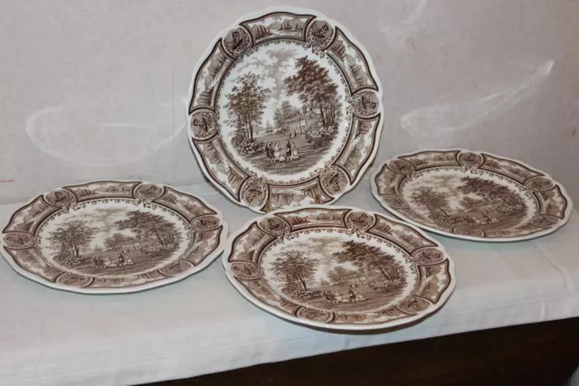 Vintage Meakin Brown Americana Ironstone Dinner Plates - Set of 4