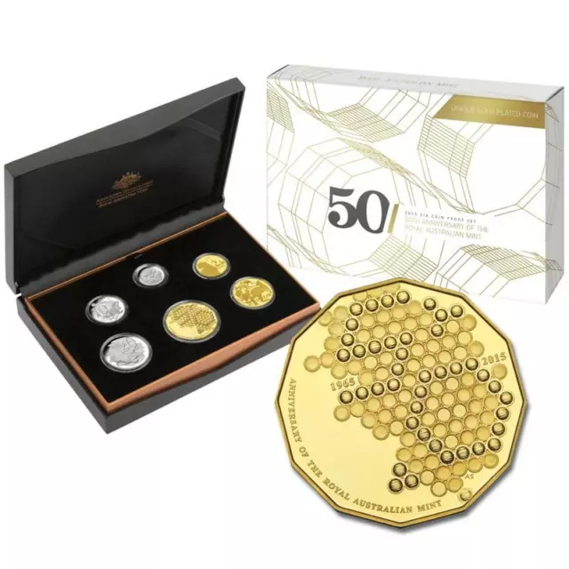 2015 RAM SIX COIN PROOF YEAR SET - Special 50c coin - 50TH ANNIVERSARY of RAM