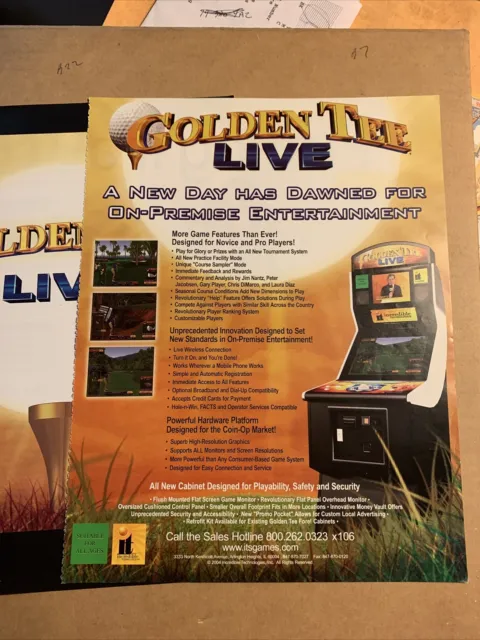 original 2004 11- 8” Golden Tee Live Arcade video game AD FLYER