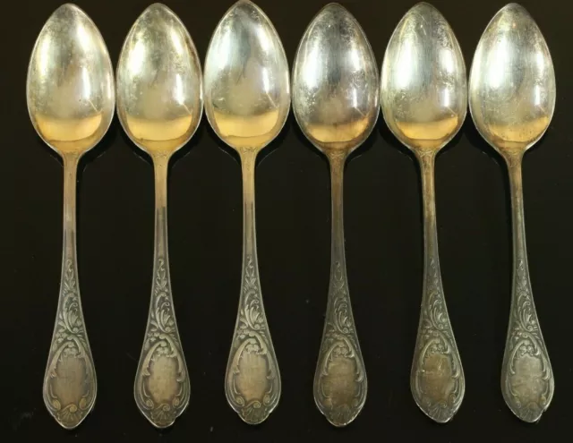 Vintage 1930-s Latvia Alpaka Silver Plated Table Soup Spoons set - 6pcs T071