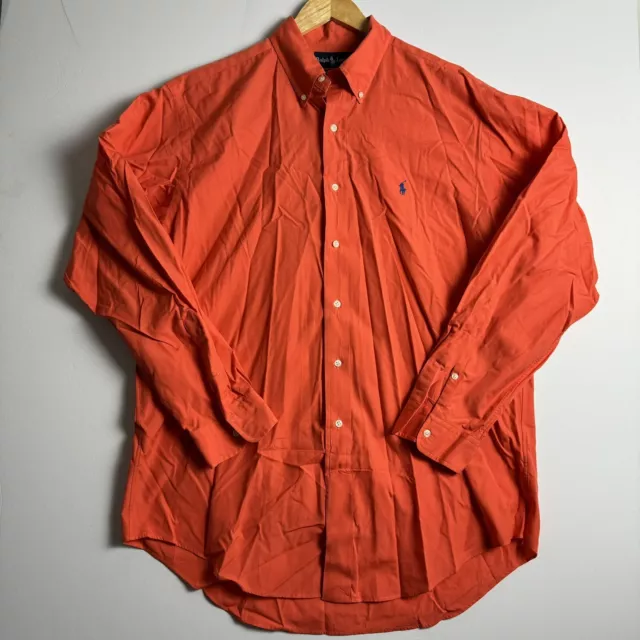 Ralph Lauren Polo Men’s Orange Long Sleeve Button Up Classic Fit Shirt Sz L