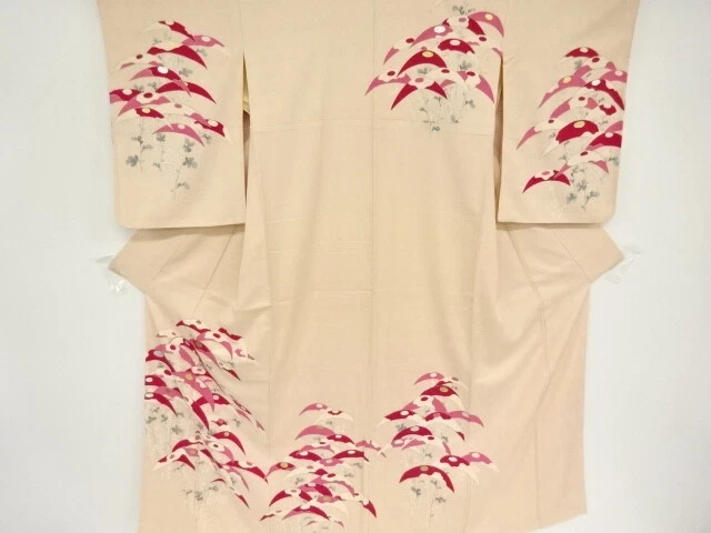 42604# Japanese Kimono / Antique Kimono / Embroidery / Grass