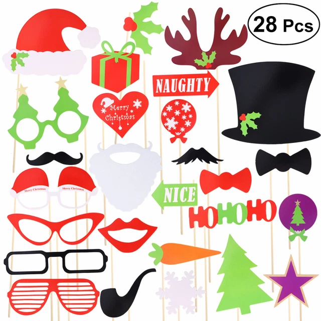 28 piezas Accesorios de foto para cabina de fotos creativos moda fiesta de Navidad accesorios para cabina de fotos