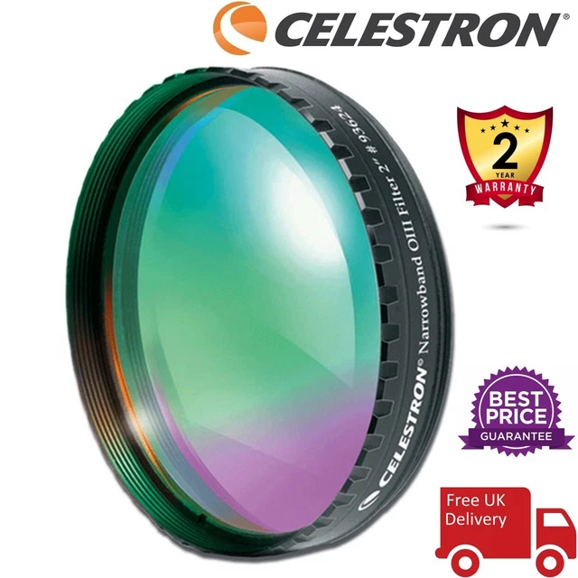 Filtro de banda estrecha Celestron Oxygen III OIII 48 mm se adapta a 2" 93624 (Stock del Reino Unido)