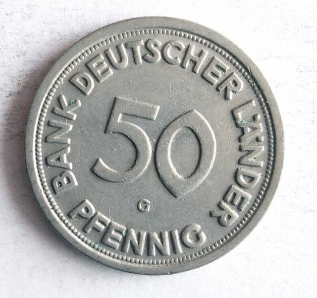 1949 G GERMANY 50 PFENNIG - Excellent Coin - FREE SHIP - Bin #708