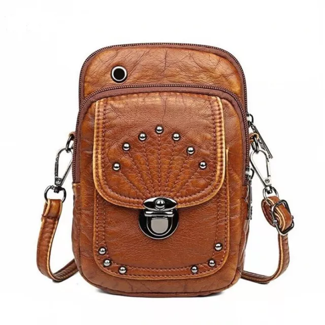New Vintage Leather Brown Backpack Shoulder Bag Womens Soft Crossbody Sling Bag