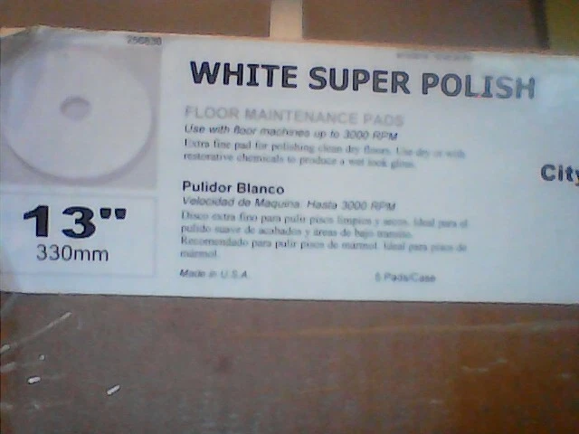 Pratt Industries 13" FLOOR SCRUBBING MAINTENANCE PADS WHITE SUPER POLISH  5-PACK