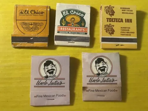 Vintage Boxed Matches Lot Of 5 New/Used Mexican Restauran Made In USA