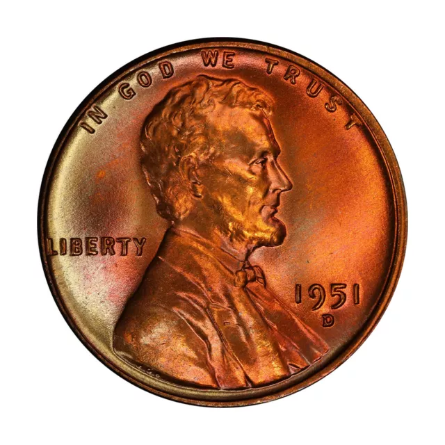 1951 D Lincoln Wheat Cent Choice BU 1c Brilliant Uncirculated OBW Superb Detail