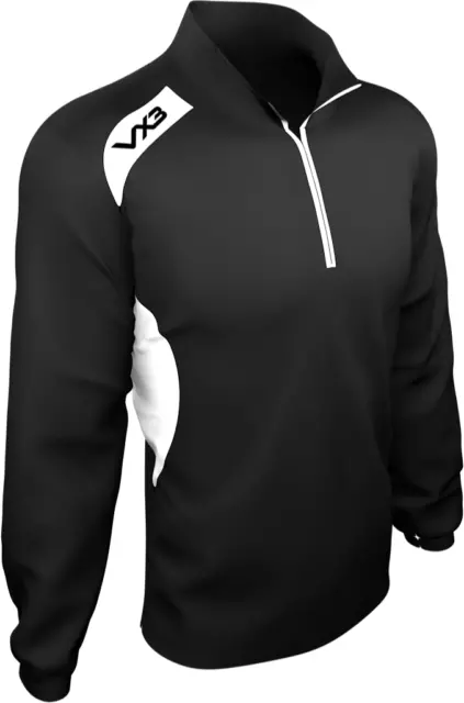 Giacca Top Da Allenamento Vx3 Da Uomo Rugby Team Tech Mezza Zip Nera Taglia Xl Nuova