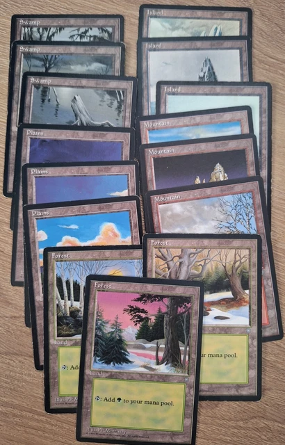 Land Card Examples COMPLETE SET OF all 15 Basic Land Cards from Ice Age - Magic The ...