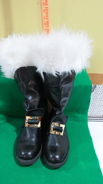 Faux Fur Trim Adult Santa Boots Large (  12 - 13 ) From Santa Planet Donation