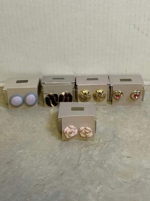 Vtg Lot Avon Jewelry Earring In Boxes 80'S & 90'S Style Clip & Pierced