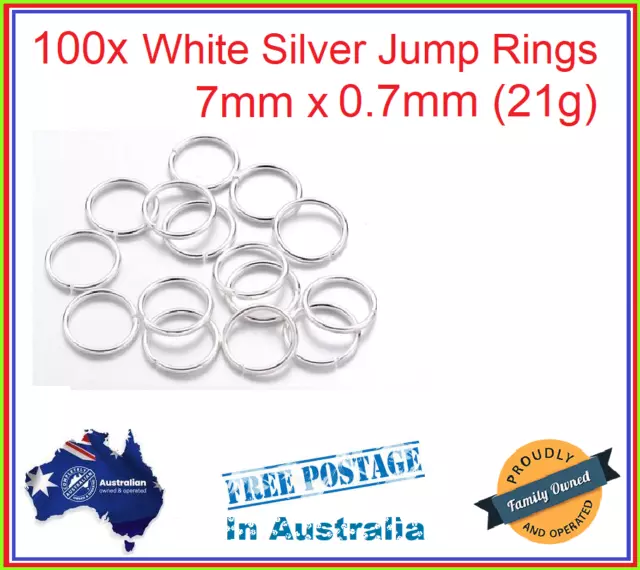 100x White Silver Plated Split Open Jump Ring Rings 7mm x 0.7mm 21g Link