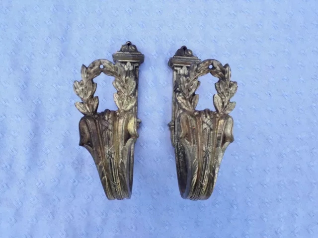 Pair Antique French  Ormolu Gold Tiebacks Hooks for Curtains Drapes