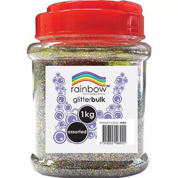 Assorted Colours Fine Glitter Bulk 1Kg In Jar Rainbow - Free Post 3