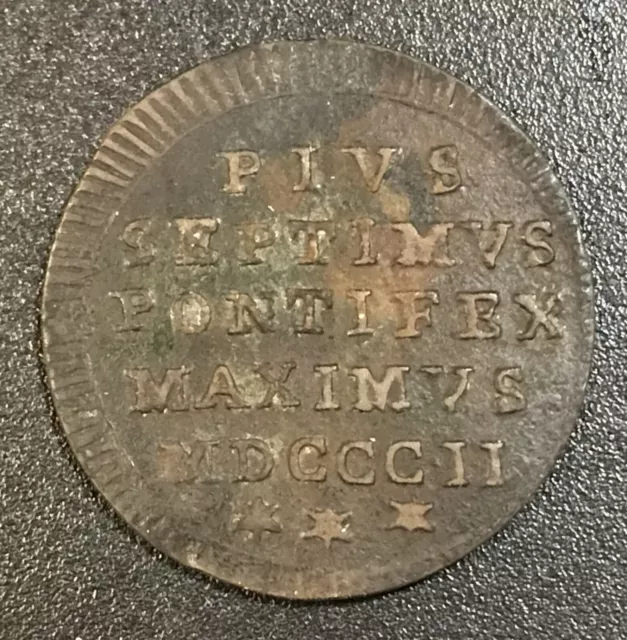 Papal States 1802 Pope Pius Vii 1/2 Baiocco 1802 Coin