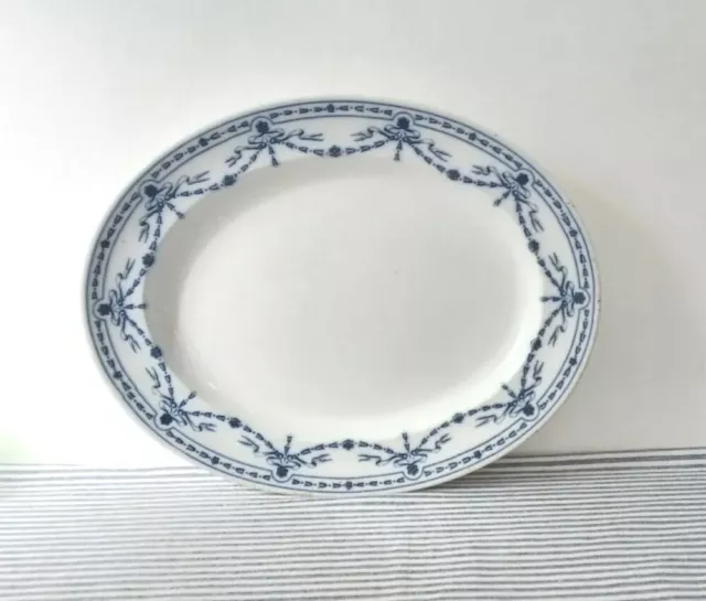 Vintage Oval Meat Platter Serving Plate Adderleys Chippendale Blue & White 40cm