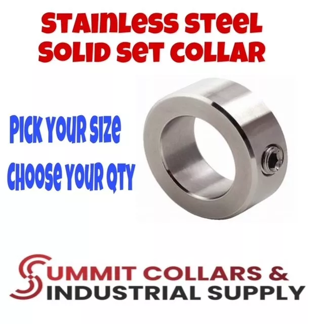 Stainless Steel Set Screw Shaft Collar, 1/8" to 2" ID, choose your size & qty!