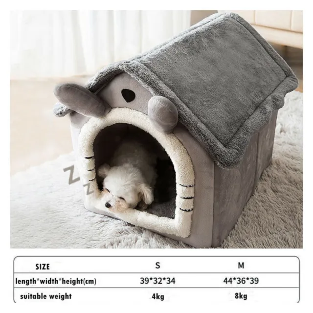 Foldable Pet Dog Cat House Indoor Winter Warm Cozy Kennel Tent Villa Removable S