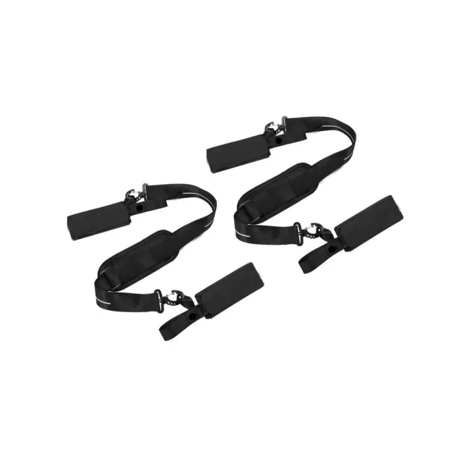 Ski Shoulder Straps and Pole Boot Carrier Black Adjustable Holder Belt - 2 Pack