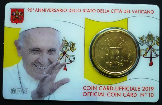 Vatikan 2019-2020 Coin Cards Nr. 10 + 11 Papst Franziskus 50 Cent Kursmünze 2