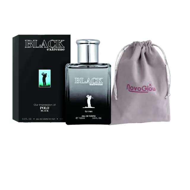 Black Extreme Edt Perfume for Men Impression Cologne with NovoGlow Pouch 3.4oz-P