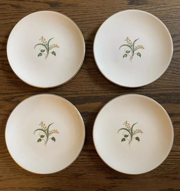 VTG EDWIN KNOWLES FORSYTHIA 6-1/4" BREAD & BUTTER PLATE SET OF 4 MCM 1950s EVC