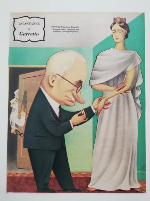 Clipping Ritaglio Illustrazione 1954 GARRETTO Le Istantanee di Garretto Scandali