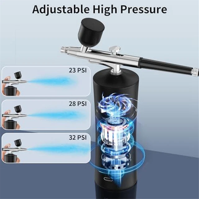 Kit Aerografo Portatile Senza Fili - Compressore Ricaricabile Per Decorazioni, Rosa - Foto 10