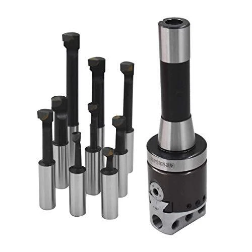 2 Inch Boring Head R8 Shank 9pcs 1/2 Inch Carbide Boring Bar Set milling Mach...