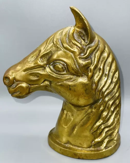 Vtg Large Mid Century Modern Hollywood Regency Brass Horse Head Sculpture 8.5”T