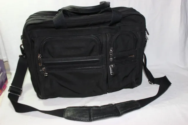 Tumi Alpha Black Ballistic Nylon Laptop Computer Shoulder Bag Briefcase