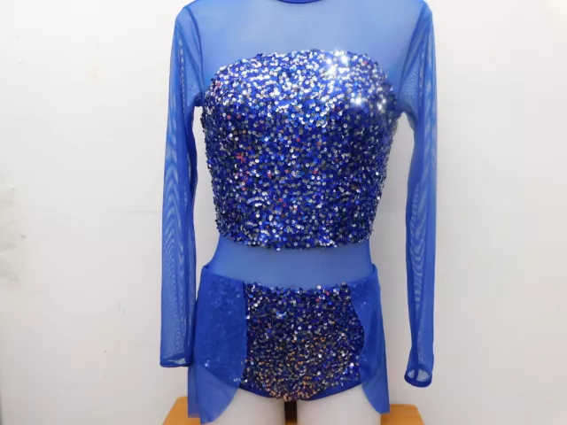 Dance  Costume Curtain Call J5491 Royal Blue Medium Adult Jazz Sequin Tap Sequin