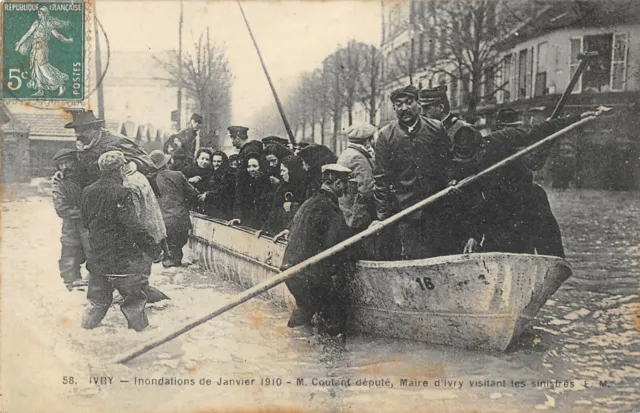 Cpa 94 Ivry Inondations 1910 M.coutant Depute Mairie D'ivry