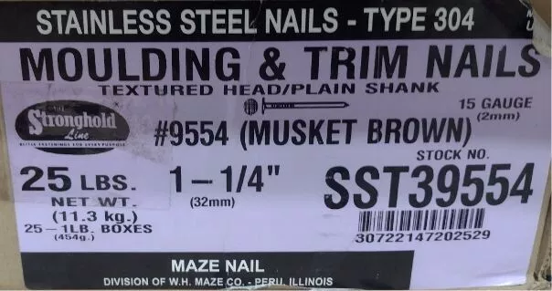 Maze Nails Chocolate Garage Door 1-1/4"  Trim Molding Nails  1 lb. SST39554