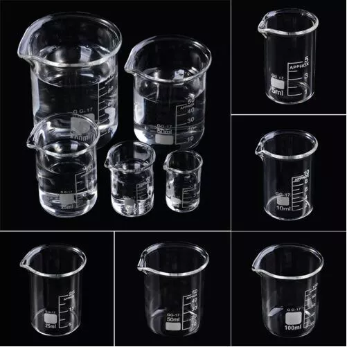 7 pieces Graduated Low Form Measuring Beakers Lab Supplies Volumetric Measuring