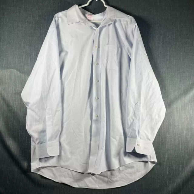 Brooks Brothers Mens Button Up Shirt White Blue Striped Size 18-35 Cotton
