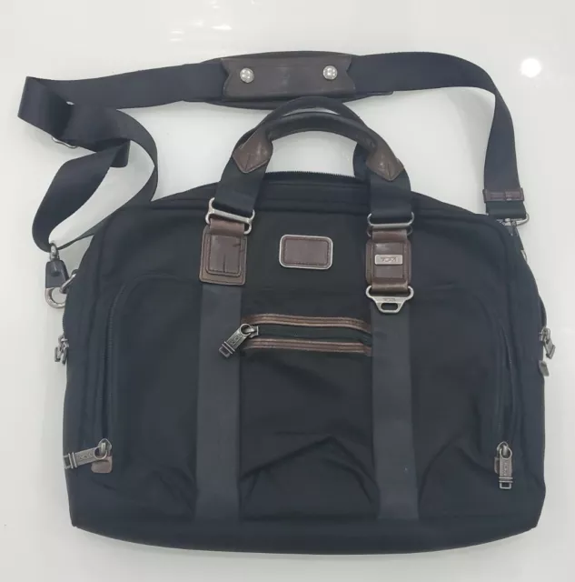 TUMI Alpha Bravo McNair Black Canvas Briefcase Messenger Bag - 22611HKH