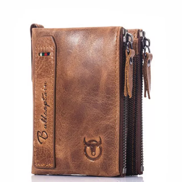 Porte-monnaie pour homme en cuir véritable avec porte-carte de crédit