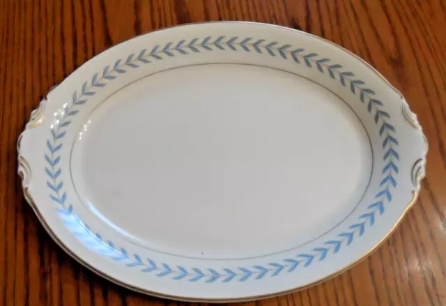 Syracuse China Sherwood "Blue Laurel" Lg Meat Platter 16" x 11.5" USA Made OP Co