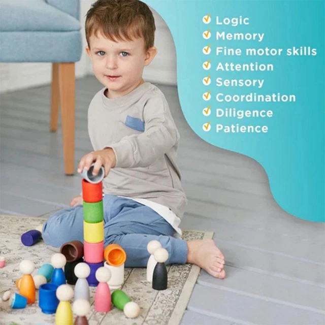 Rainbow Balls in Cups Montessori Toy with 12 Balls and Spoon^ Bowl Cups 12 Z9N4