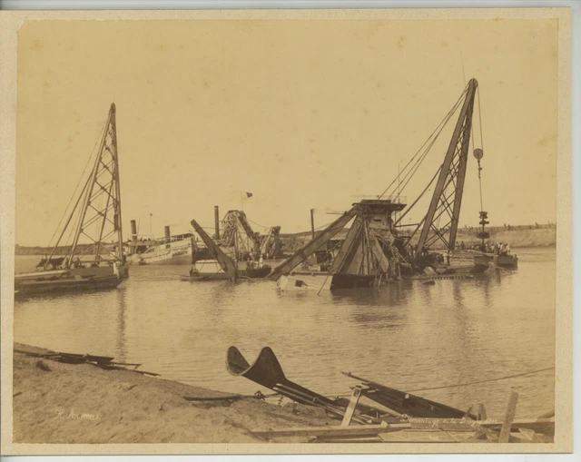 Montage Photo Vintage H. Arnoux - Canal De Suez à Port Said, Circa 1865, 22x29 Cm
