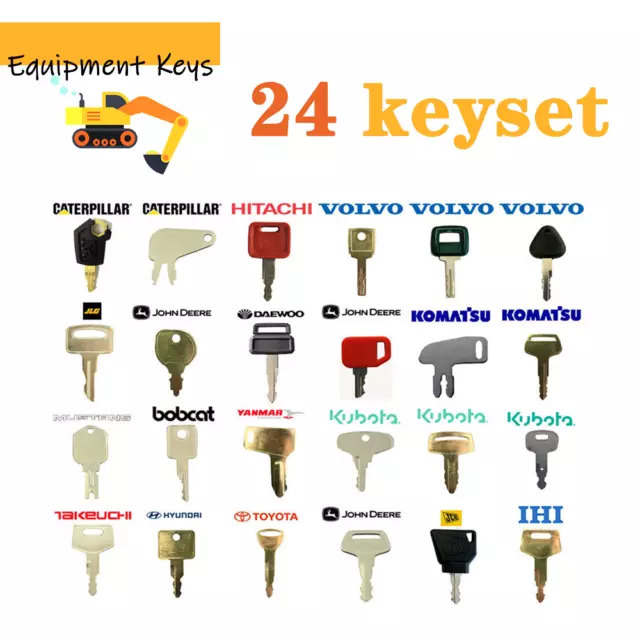 24 Heavy Equipment Construction Machines master Ignition Key Cat Volvo JCB Case