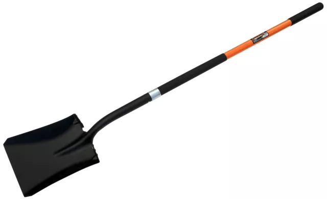 Square Spade Shovel 1480mm Extra Long Fibreglass Rubber Grip Handle - Heavy Duty