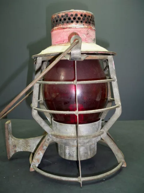 Antique Dressel Arlington NJ RR Lantern w/Red Globe not cleaned as found 3