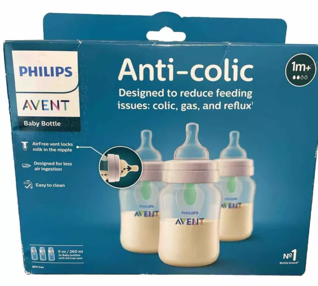 Philips Avent Anti-Colic Bottle With AirFree Vent Clear 9 oz 3 Ct.