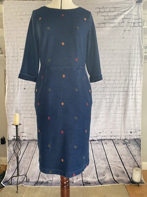 white stuff 10 dress, navy with spots